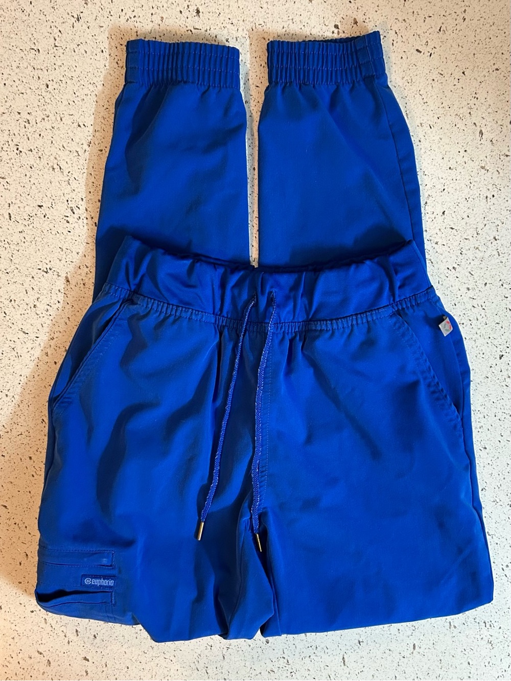 Cherokee Euphoria Royal Blue Drawstring Flare Scrub Pants Size XS